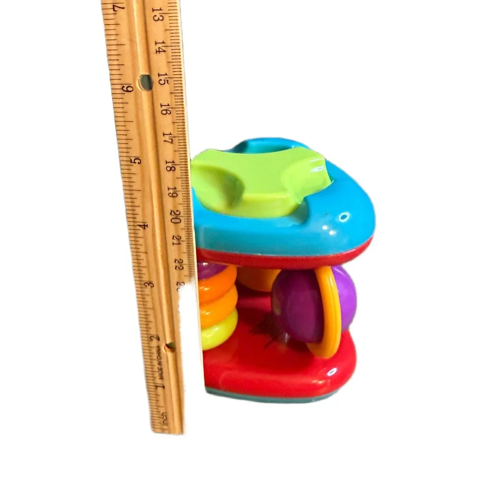 Multicolor Sensory Activity Toy Triangle with Mirror and Spinning Ball 4 Inch